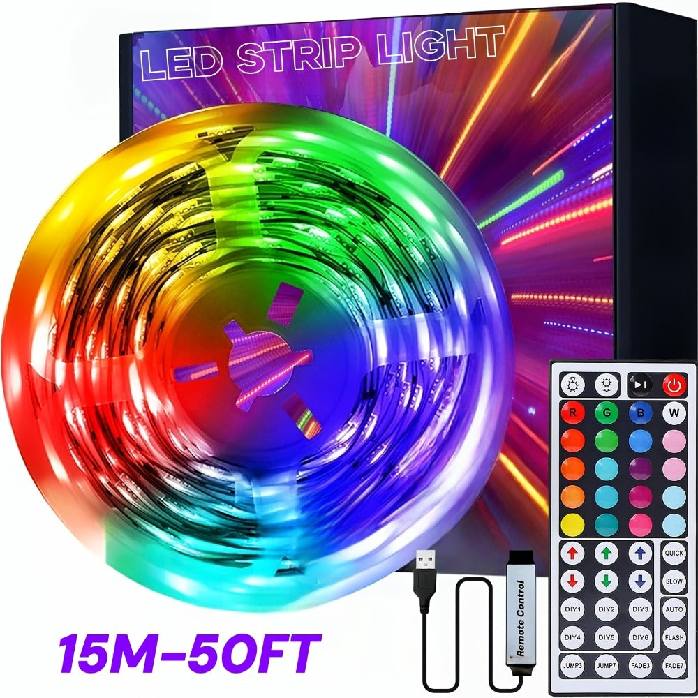 LED Strip Light RGB USB TV Backlight in 13ft or 20ft with 16-Color Remote, Dimming and Marked Cut Points