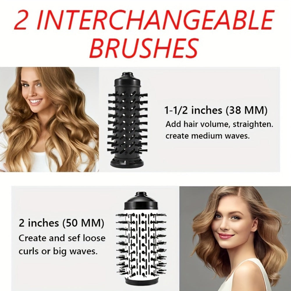 Rotating Hot Air Brush 2-in-1 Auto Curl & Straighten Styling Comb, One-Step Salon Blowout Results at Home