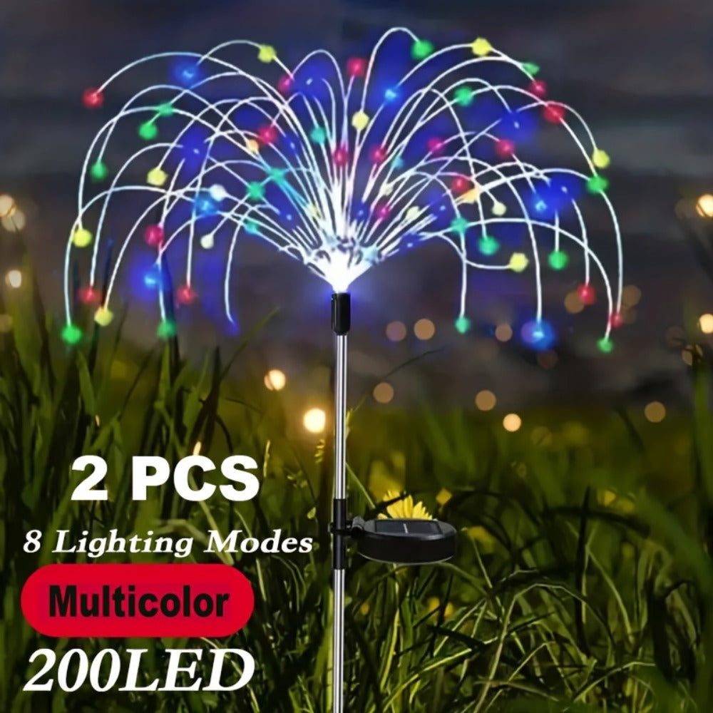 Solar Garden Lights Firework Stakes with 60-420 LEDs, 8 Modes, Flexible Copper Wire and Color Options