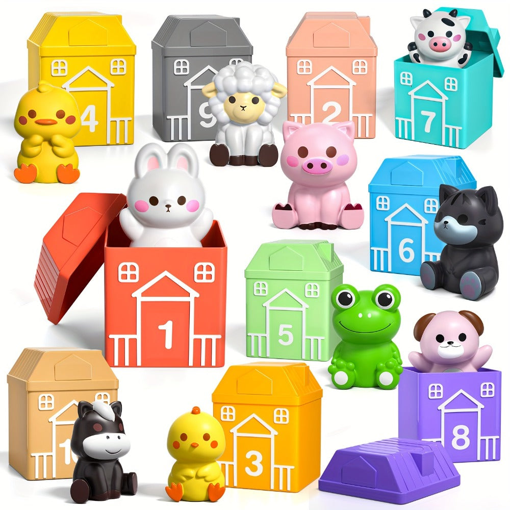 Farm Animal Toys Set 20 Colorful Figures, Educational Barnyard Playset for Toddlers Boys Girls Ages 3+