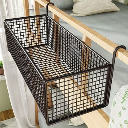 Over Door Hanging Basket Storage Rack - Woven Mesh Metal Organizer Shelf for Bedroom Dorm Wardrobe Closet