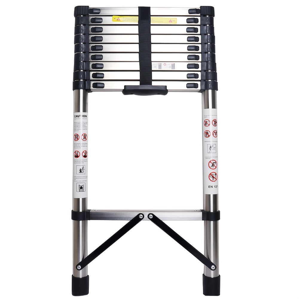 Telescoping Extension Ladder Aluminum, 6.5 / 8.5 / 10.5 / 12.5 FT Folding Telescopic Ladder, Easy Store