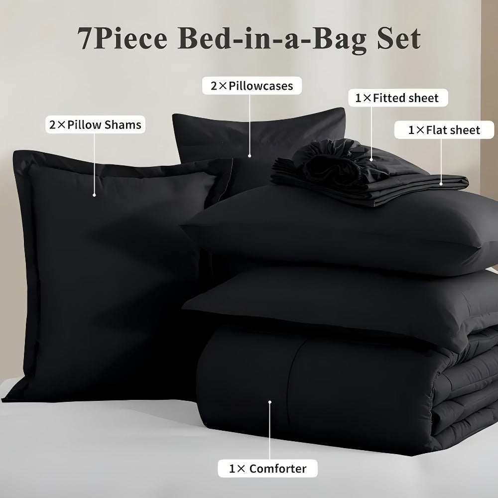 Checkered Microfiber Bed-in-a-Bag Comforter Set with Coordinated Sheets, 16 Color or Code Options and Four Sizes