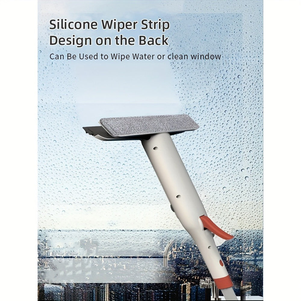 3-in-1 Glass Cleaning Kit with Durable Metal Pole & Scraper, Window Cleaner Tool for High Windows Shower Doors Car Windshields