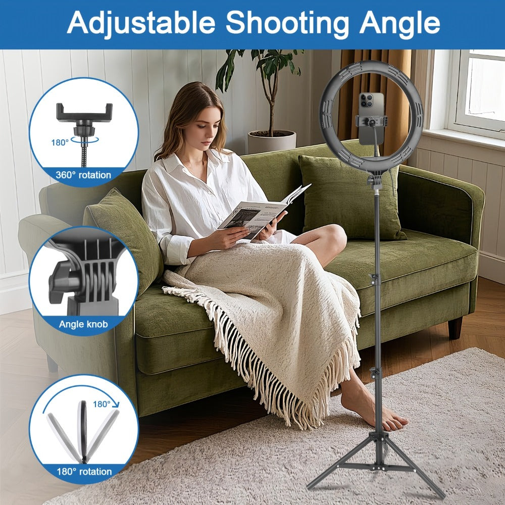 10- or 12-Inch LED Ring Light with Desktop, 43-Inch or 63-Inch Stand and Seven Checkout Options