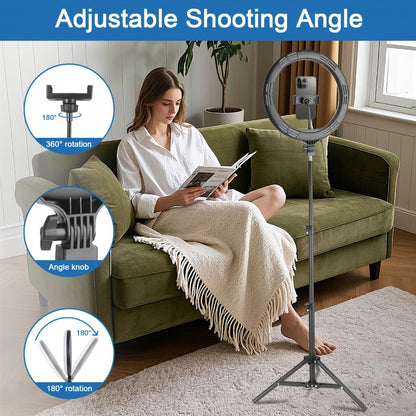 10- or 12-Inch LED Ring Light with Desktop, 43-Inch or 63-Inch Stand and Seven Checkout Options