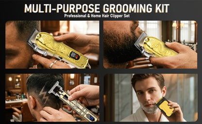 Hair Clipper Set for Men USB Rechargeable, Professional Electric Hair Trimmer with Oil Head Engraving