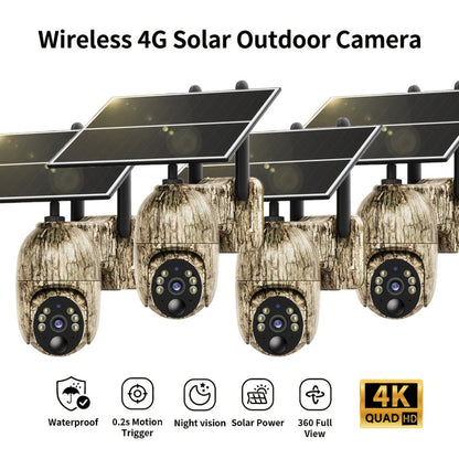 4G LTE Solar Trail Camera No WiFi Needed, Outdoor Security Camera 4K Night Vision, 360° Pan Tilt Live View