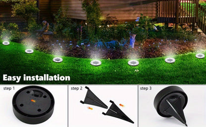 Solar Ground Lights 8 Pack 8-LED - Ultra Bright Semi-Recessed Outdoor Floor Lights for Garden Pathway Driveway Deck Staircase Pool
