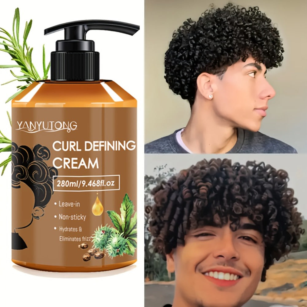 Curl Setting Cream with Castor Oil 280ml – Moisturizing Long-Lasting Curl Definition & Frizz Control, Non-Greasy Lightweight Formula