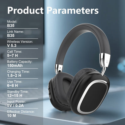 B35 Over-Ear Headphones with Bluetooth 5.3, 40mm Drivers, 90-Degree Rotating Earcups and Five Color or Storage Sets