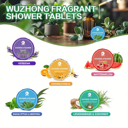 Twenty Assorted Shower Steamer Tablets with Six Fragrance Labels in a Teal Resealable Gift Bag