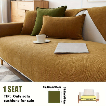 Sofa Cover Ribbed Chenille Stretch Panels for 1 to 4 Seats, Armrests or Cushions with Model-Specific Size and Color Options