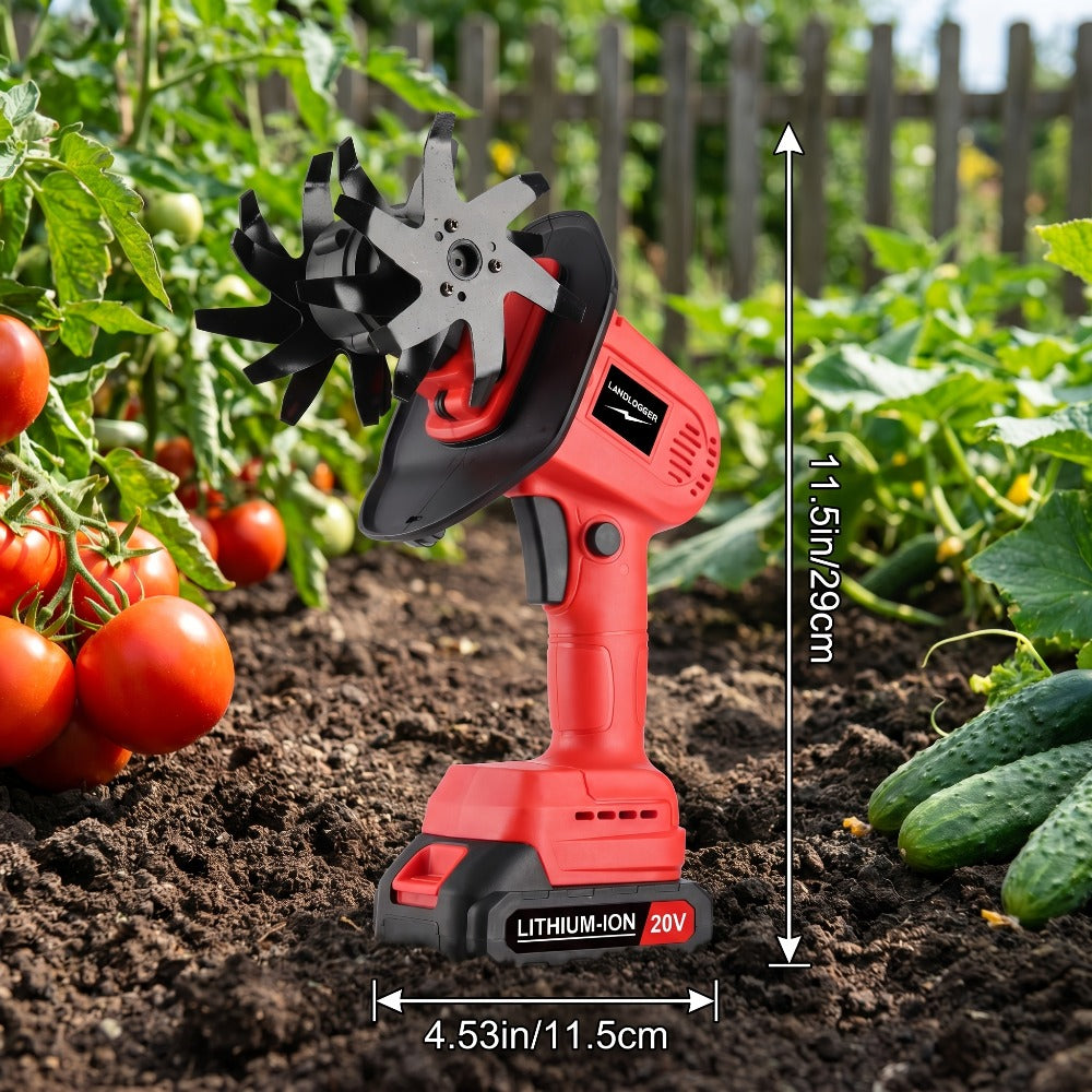 Cordless Electric Cultivator 20V Handheld Rotary Tiller, 9-Inch Width 6.6-Inch Depth, 1 or 2 Batteries & Charger