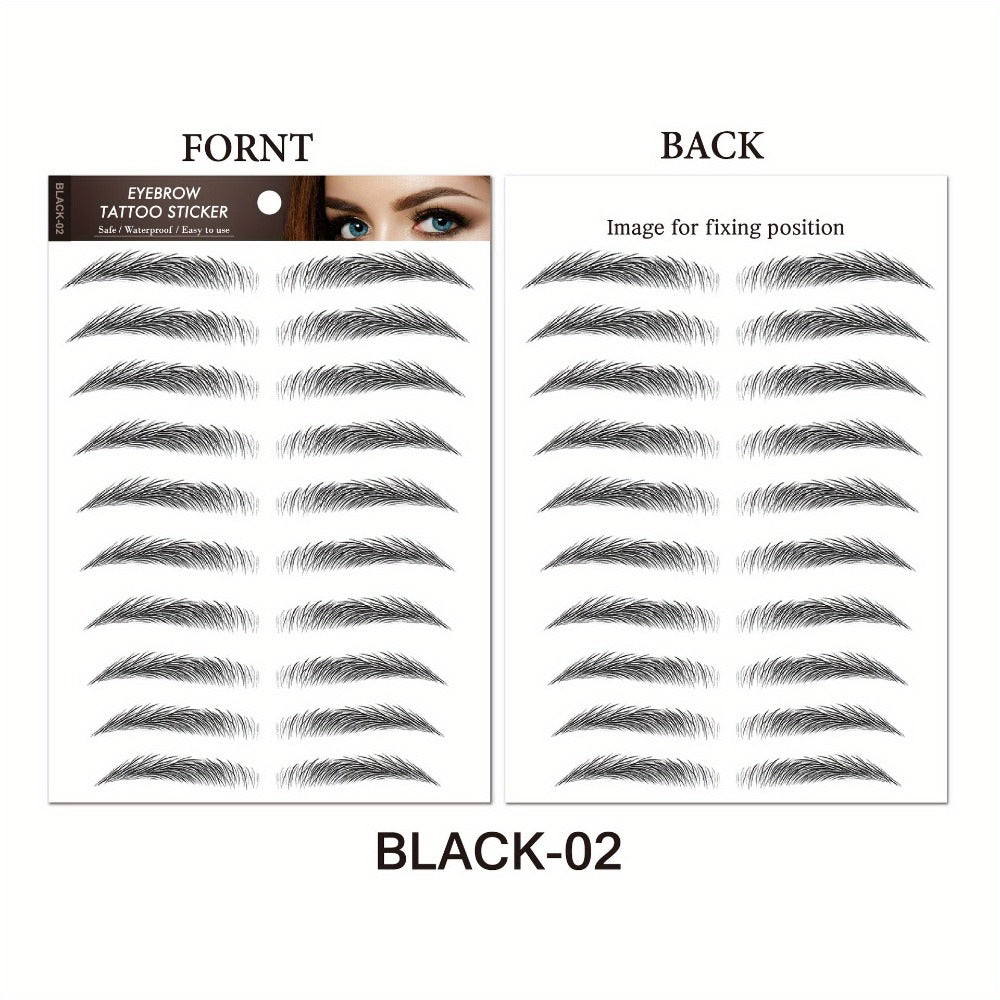 6D Eyebrow Tattoo Stickers Waterproof 8 Pcs for Women Girls, for Temporary Body Art, Festivals and Costumes
