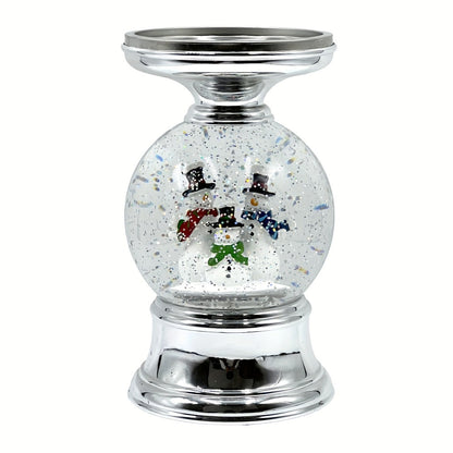 Snowman Water Globe Candle Holder Pedestal Compatible with Bath & Body Works 3-Wick Candles – Winter Christmas Centerpiece Table Decor