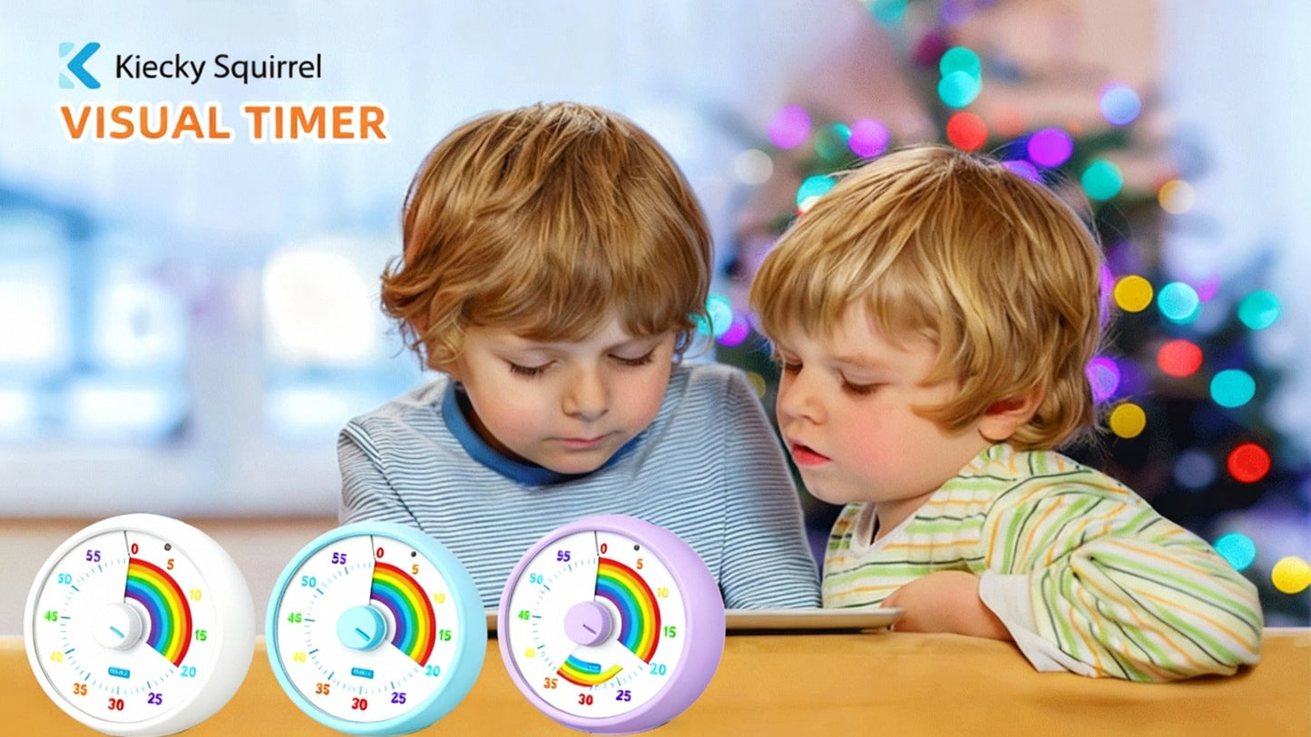 Visual Timer 60 Minute Countdown Silent Tomato Timer Rainbow Pattern for Classroom Office for Home Cooking, Dining and Outdoor Meals