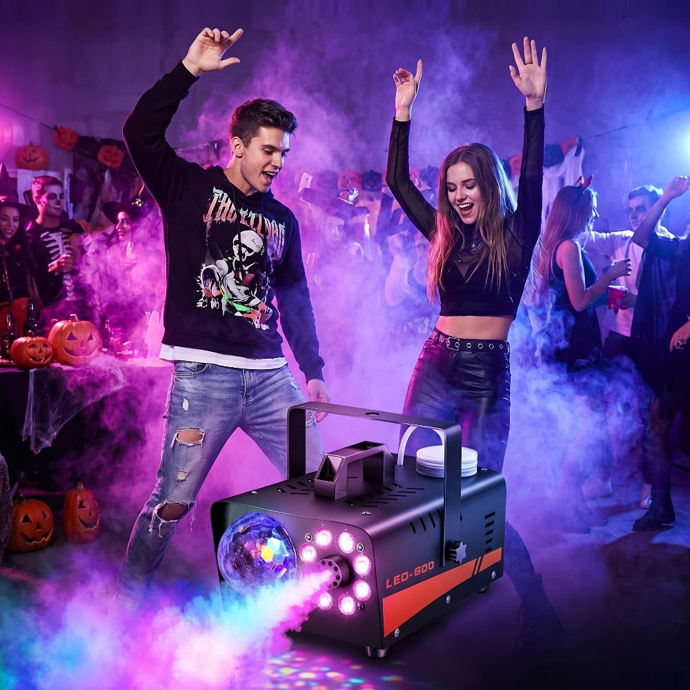 Fog Machine 600W with Disco Ball LED Lights, 3000 CFM Smoke Machine with 13 Colorful LED Effects & Wireless Remote