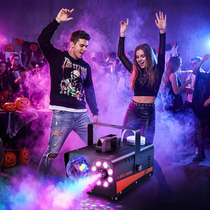 Fog Machine 600W with Disco Ball LED Lights, 3000 CFM Smoke Machine with 13 Colorful LED Effects & Wireless Remote