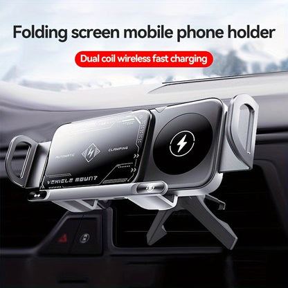 Car Wireless Charger Mount for Samsung Galaxy Z Fold 15W Auto-Clamping Fast Charging Holder, 360° Rotating Ball Joint