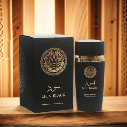 Oriental Perfume for Men Eau de Parfum 3.4oz Lion Black Arabian EDP Spray Long Lasting Bold Masculine Fragrance Oud Inspired Dates Daily
