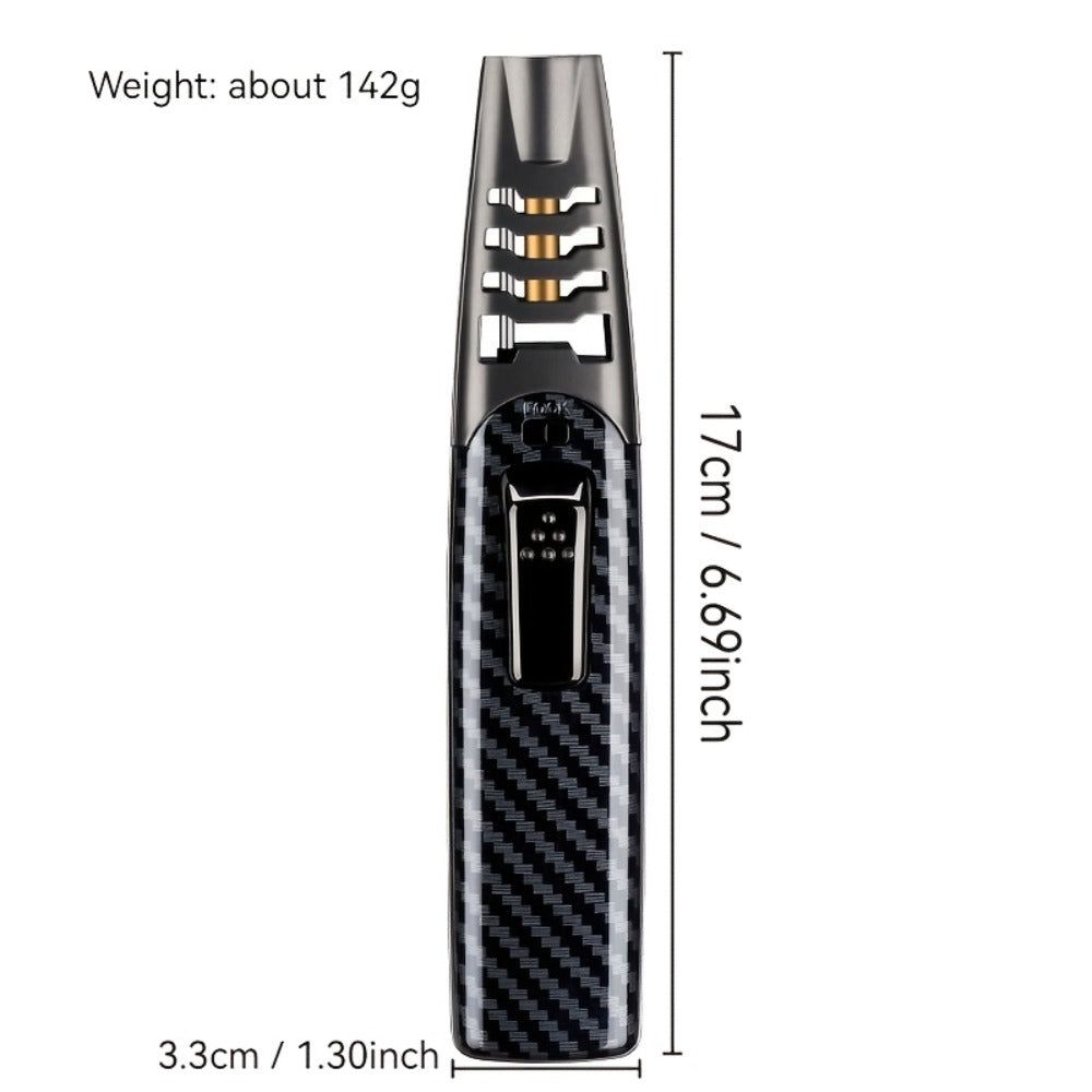 Kitchen Torch Lighter Carbon Fiber Windproof, Adjustable High-Temperature Flame with Safety Lock
