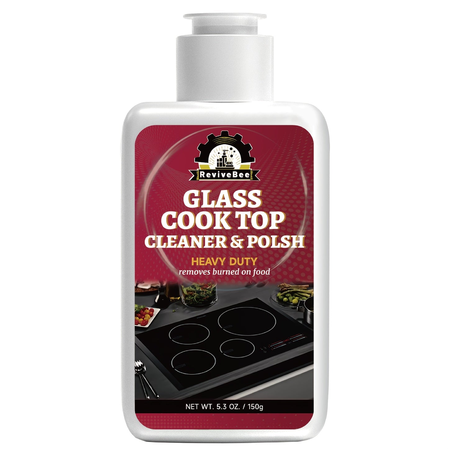 Glass Stovetop Cleaning Paste – Heavy Duty Cooktop Cleaner Cream, Removes Burnt-On Grease, Oil Stains & Food Residue from Stove Tops