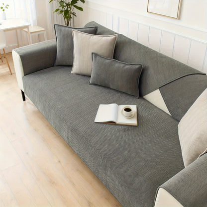 Sofa Cover Ribbed Chenille Stretch Panels for 1 to 4 Seats, Armrests or Cushions with Model-Specific Size and Color Options