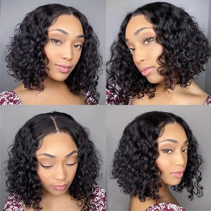 Glueless Bob Wig Human Hair 13x4 Pre Cut Lace 200% Density Wear and Go Deep Wave Body Wave Pre, for Home, Travel and Salon Hair Styling