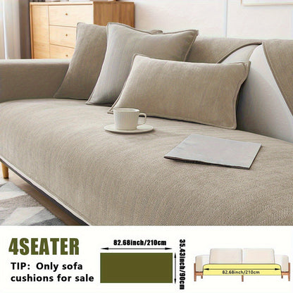Sofa Cover Ribbed Chenille Stretch Panels for 1 to 4 Seats, Armrests or Cushions with Model-Specific Size and Color Options