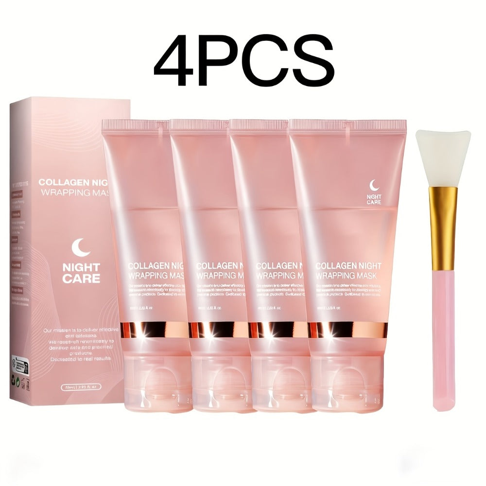 Collagen Night Mask with Brush Overnight Face Mask Sleeping Mask Elasticity Skin Care for All Skin Types