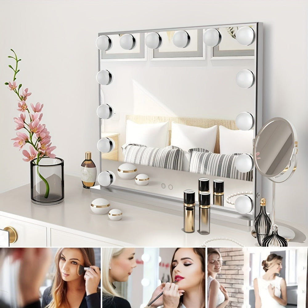 LED Vanity Mirror Light for Makeup, USB Powered 8-Bulb Mirror Lamp with 3 Color Temperatures, Adjustable Brightness & Spacing