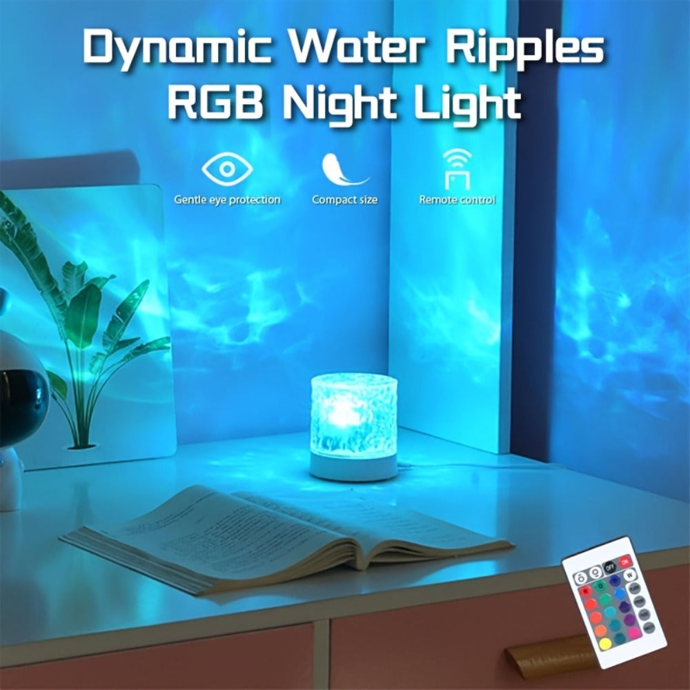 LED Star Projector Night Light USB Powered, 7-Star Galaxy Starry Sky & Water Ripple Effect Lamp for Bedroom Camping Wedding Home Decor