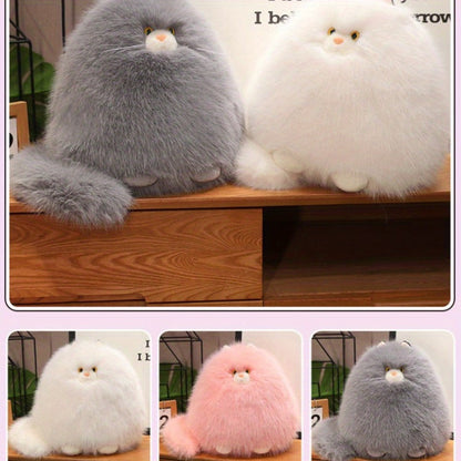 Silly Cat Plush Pillow Long Hair Stuffed Cat Hug Pillow for Sleep Comforting Plush Cat Throw for Entryways, Bedrooms and Living Spaces