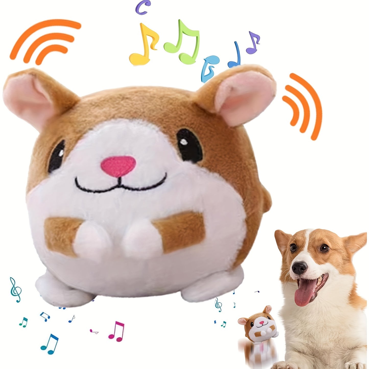 Interactive Bouncing Dog Toy Ball with Sound – Smart Electric Squeaky Pet Toy, Rechargeable Washable Jumping Ball with Recording & Music