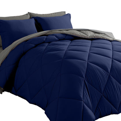 Comforter Set 7-Piece Bed in a Bag Queen King Full Soft Microfiber Down Alternative Comforter Fitted Sheet Flat Sheet Pillow Shams