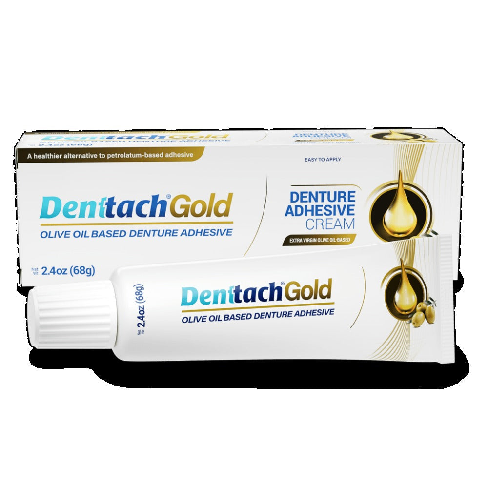 Denture Adhesive Cream – Olive Oil-Based All-Day Secure Hold for Full & Partial Dentures, Zinc-Free Petroleum-Free Non-Glue Cushion Soft