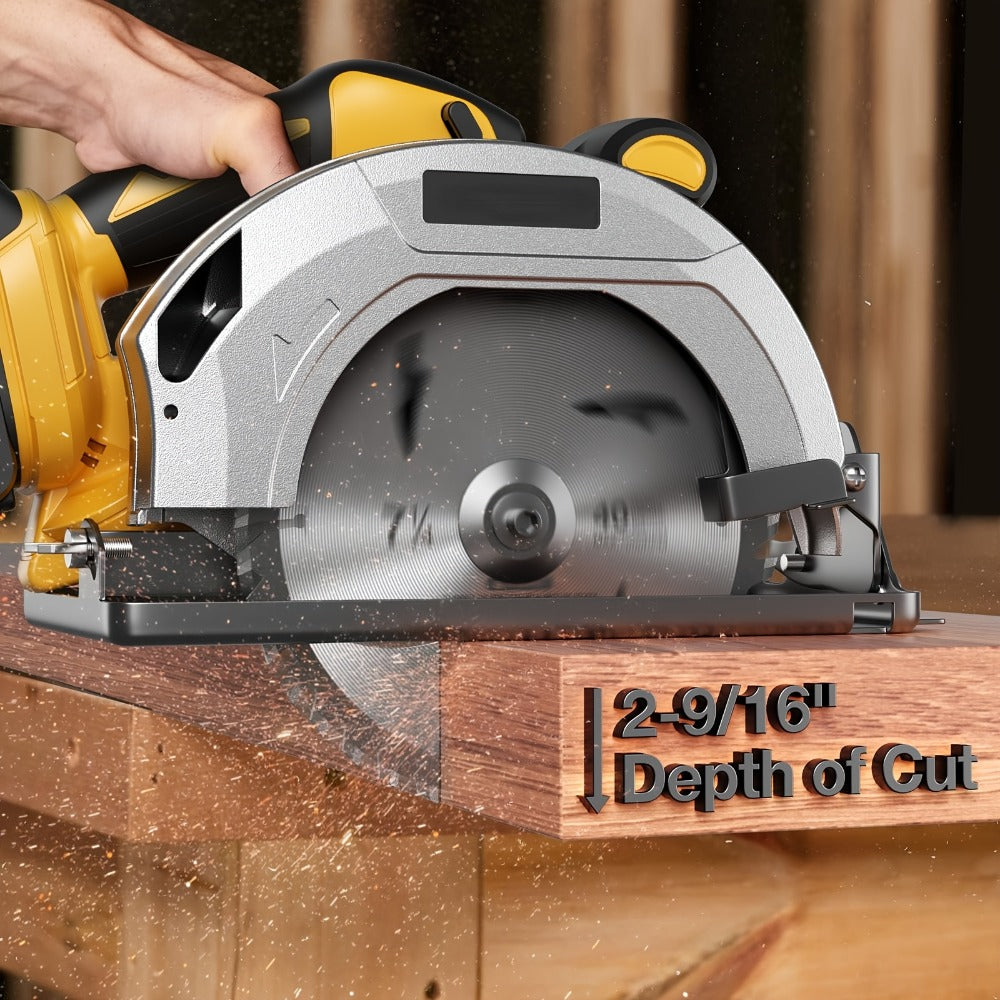 Cordless Circular Saw Compatible with DeWalt 20V MAX Battery, 7-Inch Brushless Electric Saw, 0-50° Bevel
