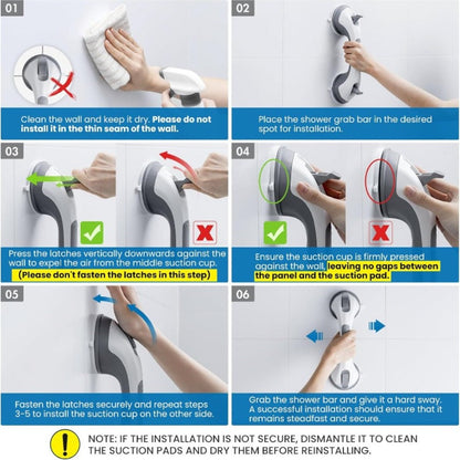 Grab Bar for Shower Suction Cup 12 Inch Bathroom Safety Handle No Drill Removable Shower Grip for Entryways, Bedrooms and Living Spaces