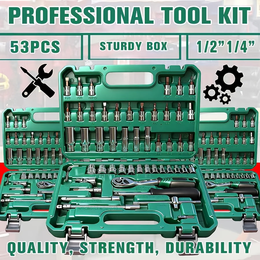 Impact Socket Set, 53-Piece Tool Set, 47-Piece 3/8" Drive & 34-Piece 1/2" Drive, SAE & Metric Sizes