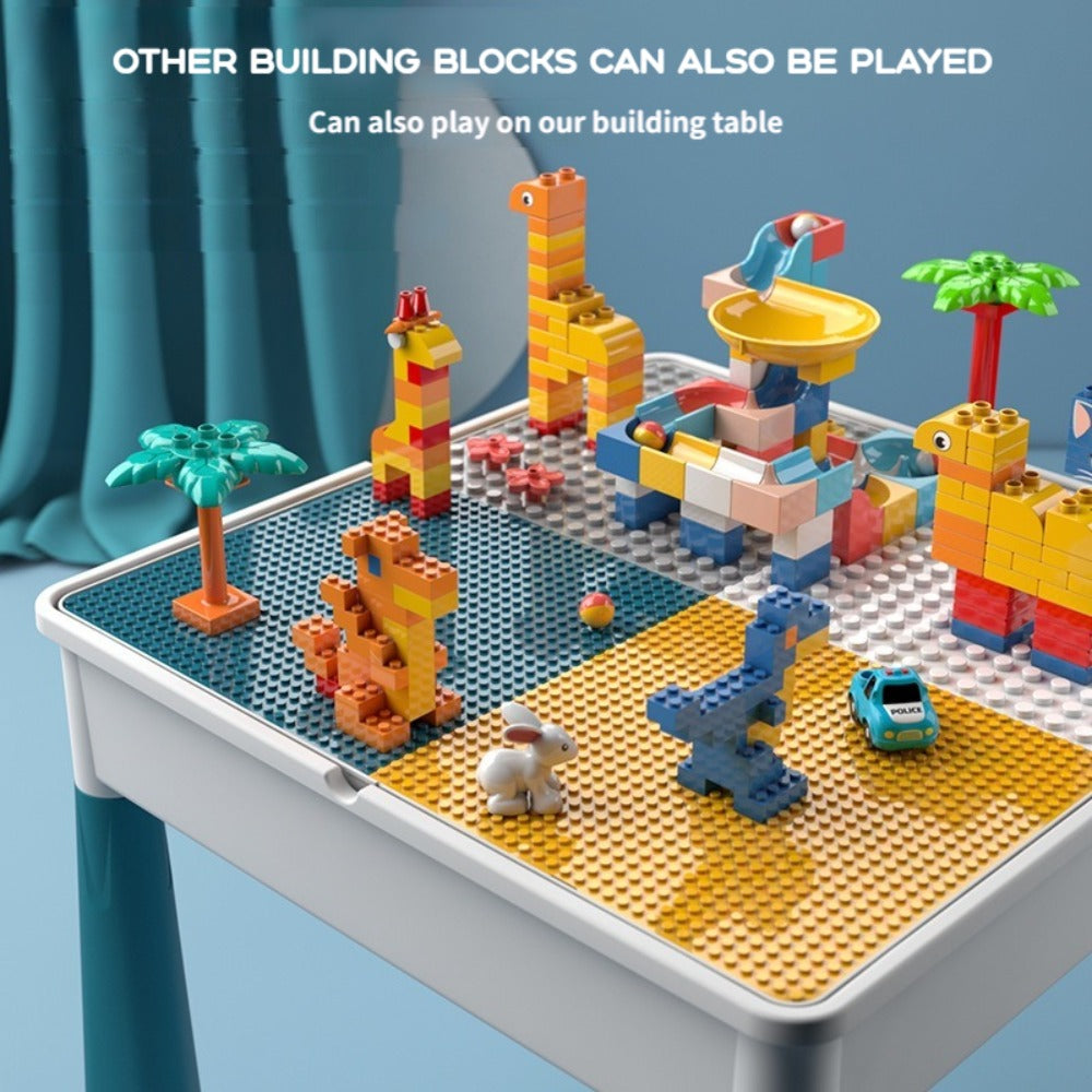 Kids Building Block Table & Chair Set with Storage Boxes with the Listed Color, Size or Set Options for Everyday Use