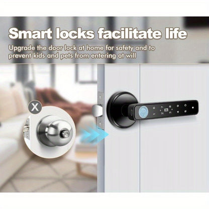 Smart Door Lock Handle with Fingerprint Keypad IC Card App and Key in Single or Double Row Options