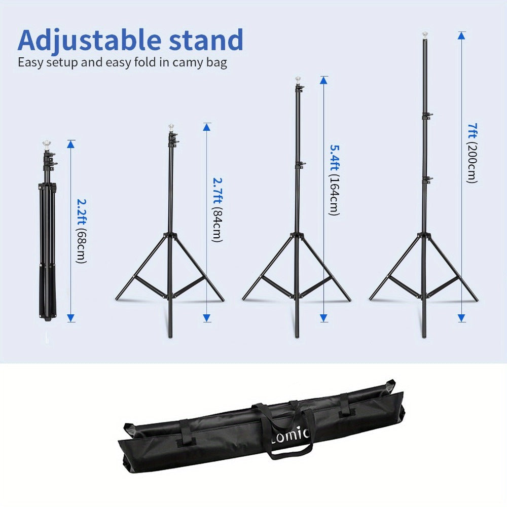 10x7ft Adjustable Backdrop Stand Kit for Photo Studio – Background Support System with 2 Stands, 4 Crossbars