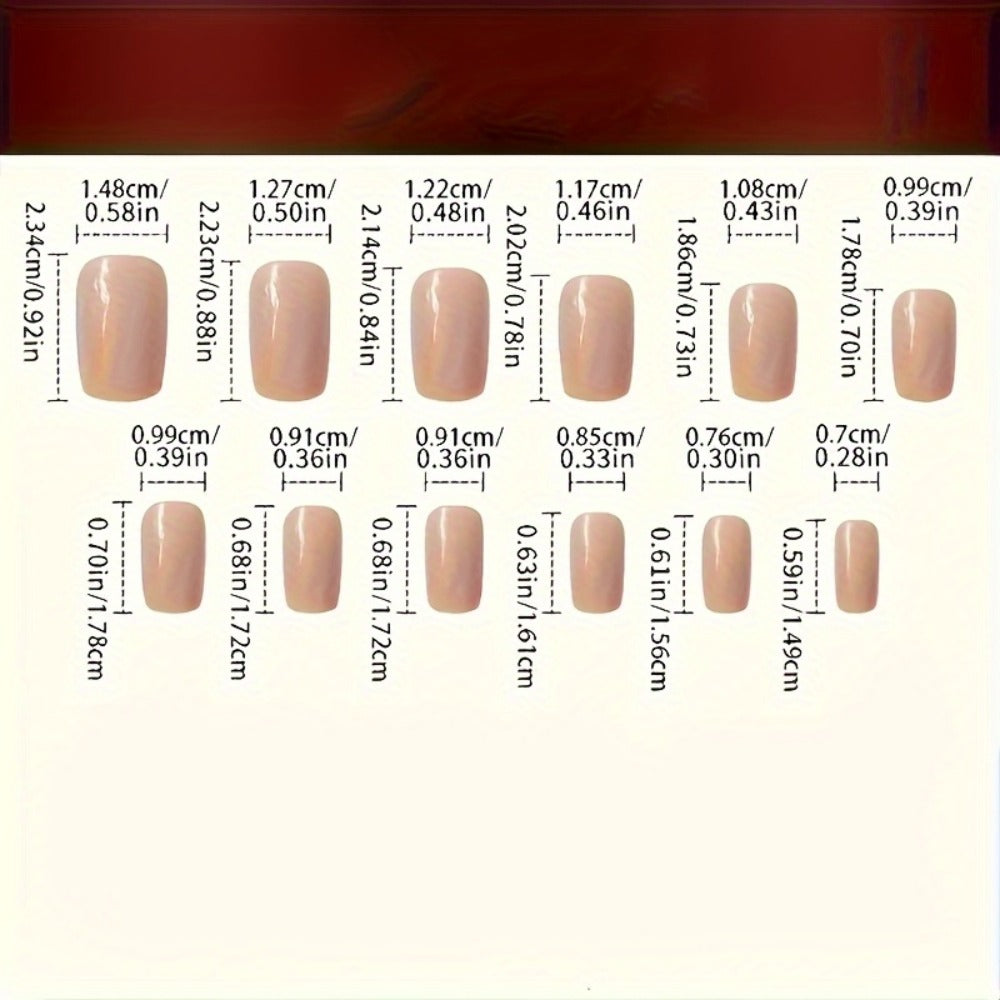 Press On Nails 288-Piece Mixed Square Oval Holiday Set with French Glitter Hearts and Leaves