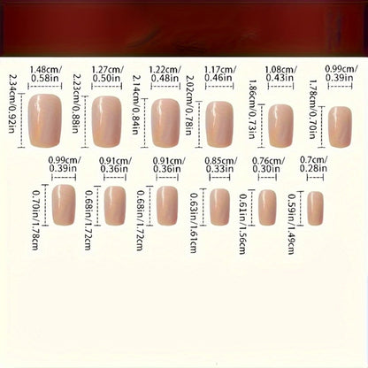 Press On Nails 288-Piece Mixed Square Oval Holiday Set with French Glitter Hearts and Leaves