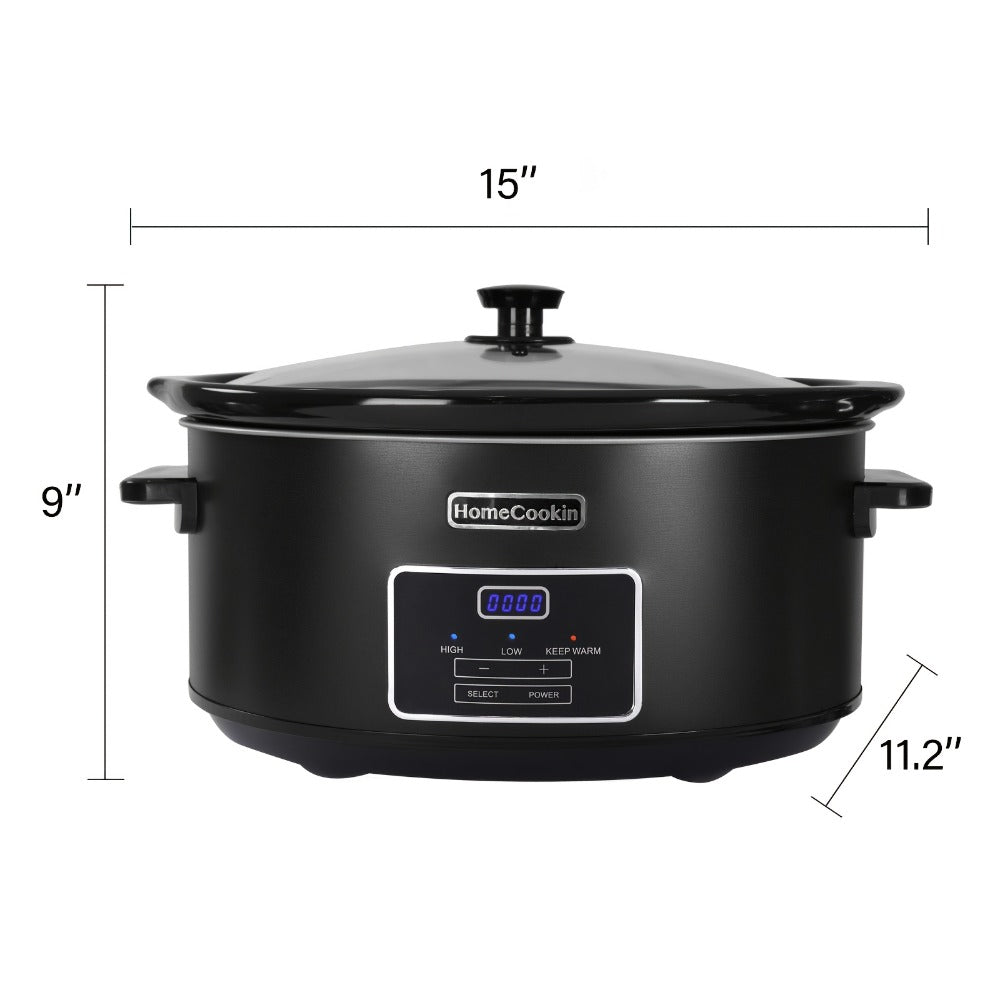 Digital Slow Cooker 6 & 7 Quart Programmable with Non-stick Ceramic Bowl, Countdown Timer & Keep