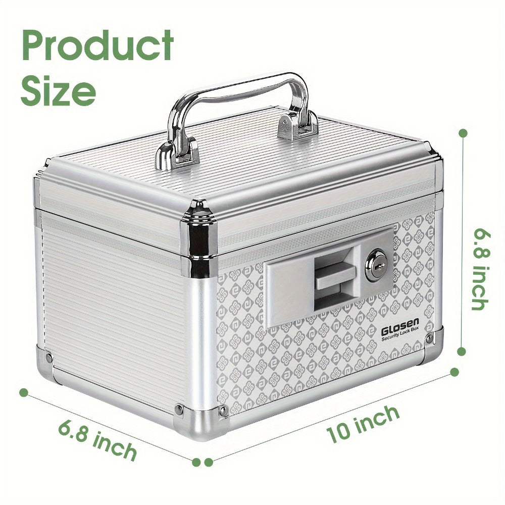 Locking Medicine Storage Box Aluminum Alloy with Key Lock & Handle, High- Family Medicine Organizer