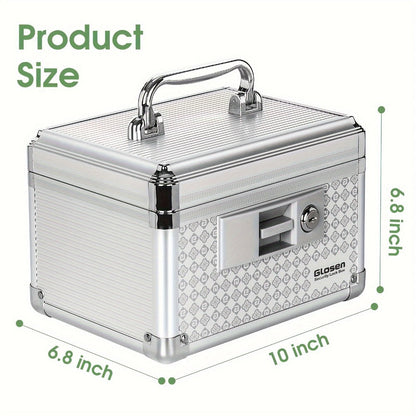 Locking Medicine Storage Box Aluminum Alloy with Key Lock & Handle, High- Family Medicine Organizer