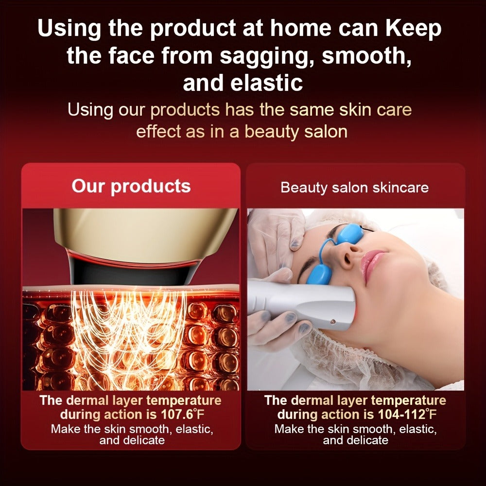 EMS Face Massager, 3-in-1 LED Light Therapy, Heat & EMS, USB Rechargeable Portable Facial Beauty Device for