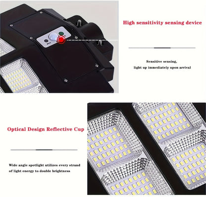 Solar Street Lights Outdoor 800 LED with Motion Sensor, 6500K Dusk to Dawn Flood Light, Remote Control